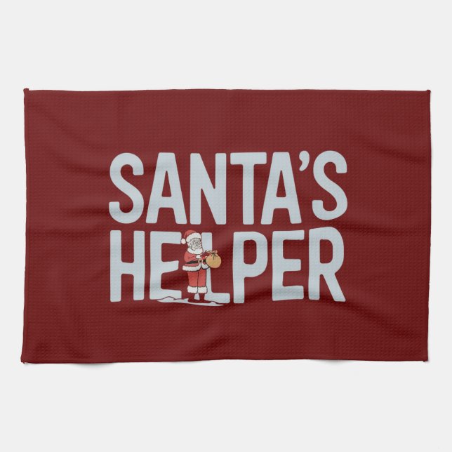 Santa's Helper Christmas Kitchen Towel (Horizontal)