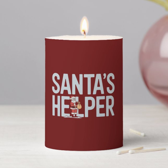 Santa's Helper Christmas Pillar Candle (In Situ)