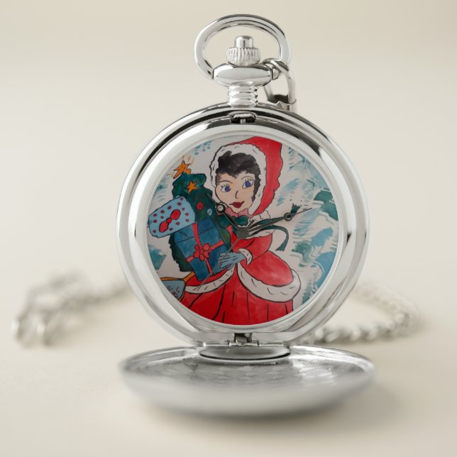 Santa's Helper Christmas  Pocket Watch (Inside)