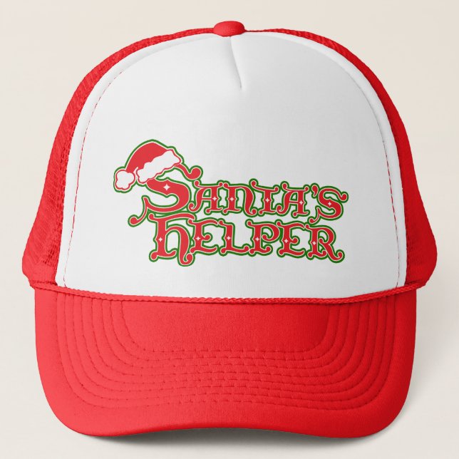 Santa's helper Christmas red and green hat (Front)