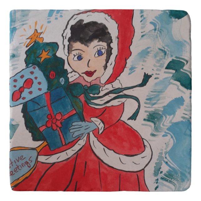Santa's Helper Christmas Trivet (Front)