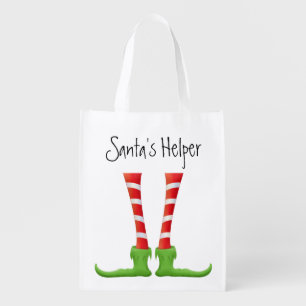 Santa's Helper Elf Add Your Name Christmas Grocery Bag