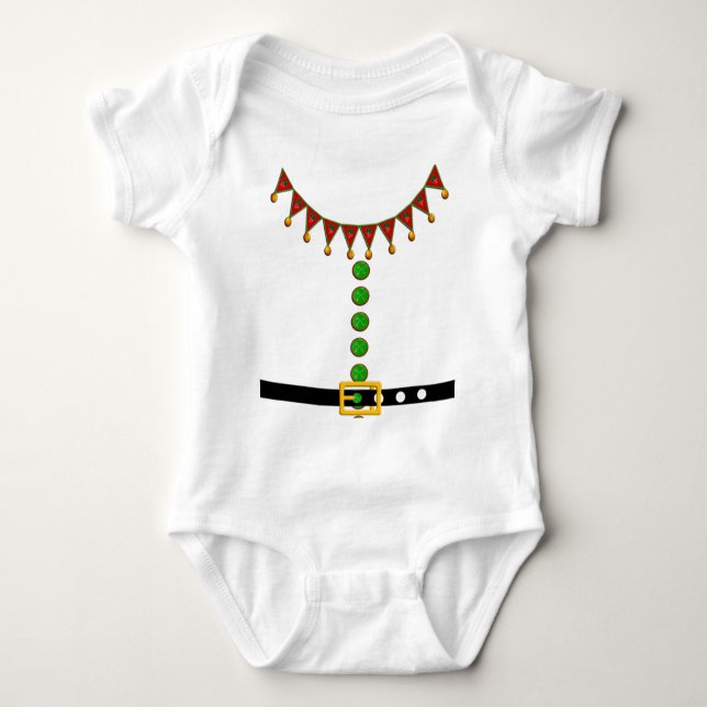 Santa's Helper Elf Costume Baby Bodysuit (Front)