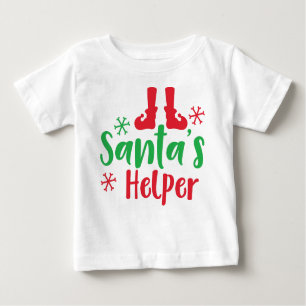 Santa's Helper, Elf Shoes, Snowflakes, Christmas Baby T-Shirt