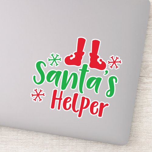 Santas Helper Elf Shoes Snowflakes Christmas Sticker