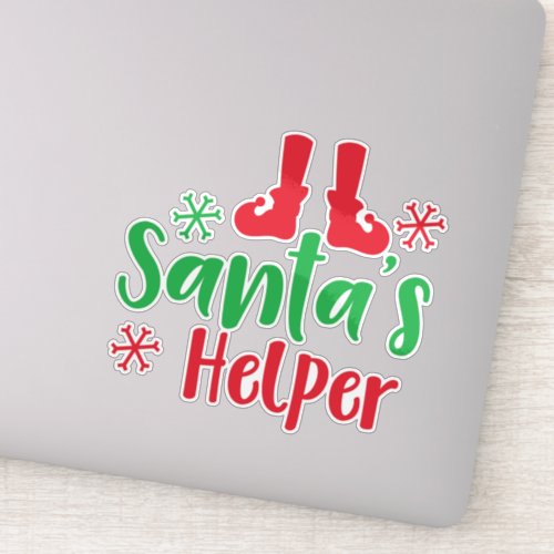 Santas Helper Elf Shoes Snowflakes Christmas Sticker