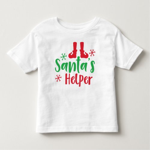 Santas Helper Elf Shoes Snowflakes Christmas Toddler T_shirt
