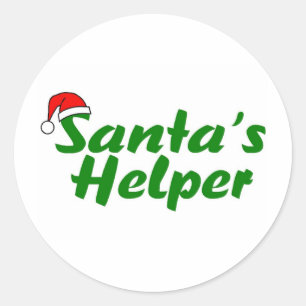 Santas Helper Green Classic Round Sticker