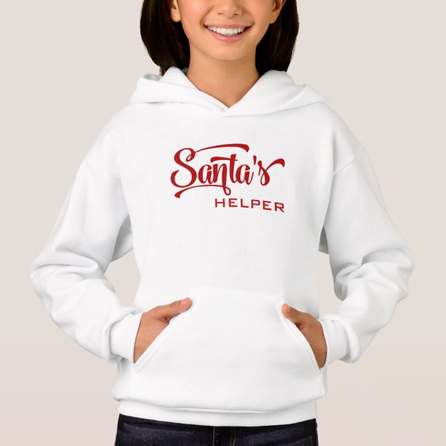 Santa's Helper Holiday Festive Typography Hoodie (Front)