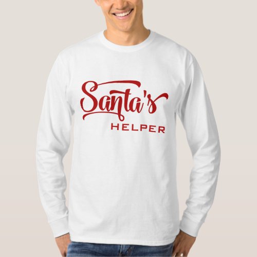 Santas Helper Holiday Festive Typography T_Shirt