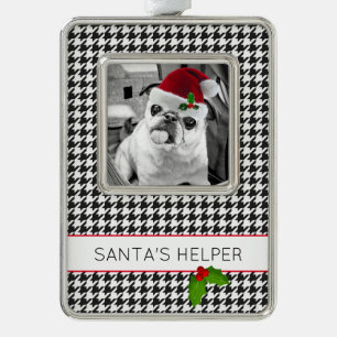 SANTA'S HELPER Holiday Photo Holly Festive Pet Christmas Ornament