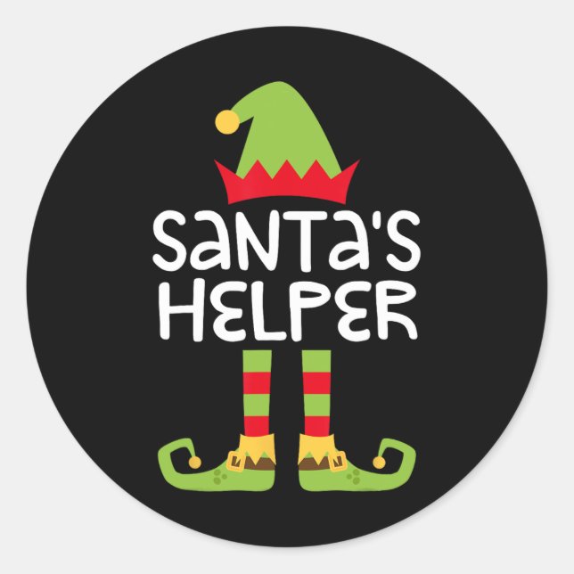 Santa's Helper  Matching Christmas Elves   Classic Round Sticker (Front)