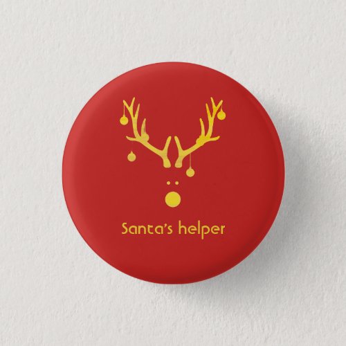 Santas helper modern reindeer head on red button
