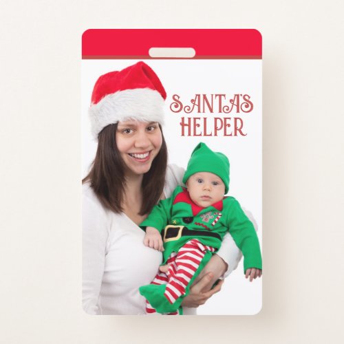 Santas Helper Mom And Baby Photo Badge