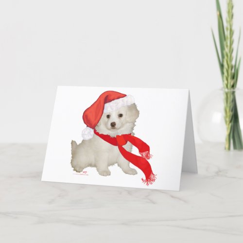 Santas Helper Puppy Poodle  Bichon Mix Holiday Card