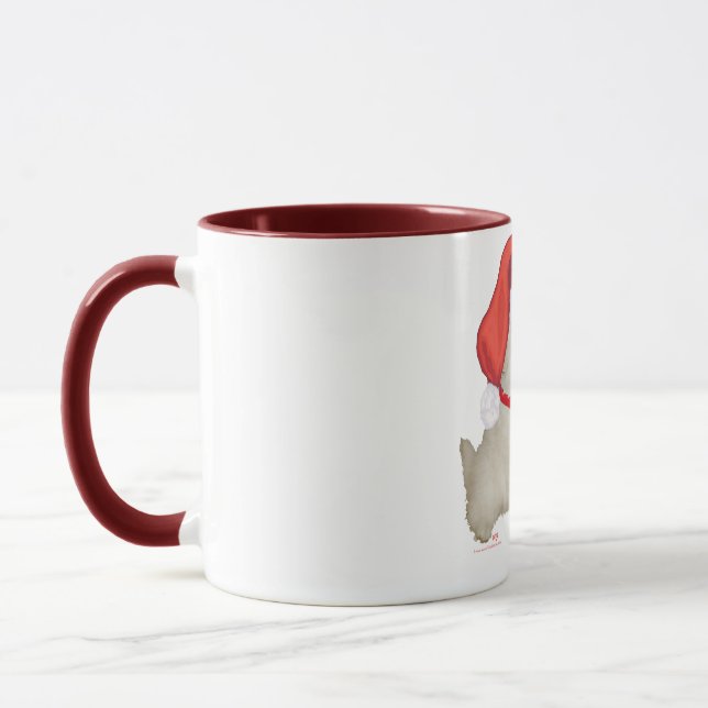 Santa's Helper Puppy Poodle / Bichon Mix Mug (Left)