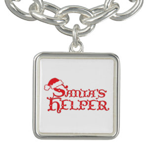 Santa's helper red white graphic charm bracelet