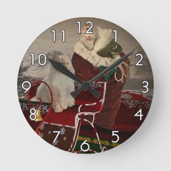 Santa's Helper Round Clock by CaptainScratch at Zazzle