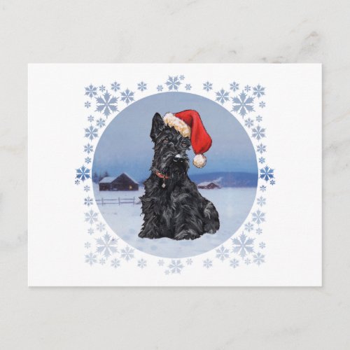 Santas Helper Scottish Terrier Holiday Postcard