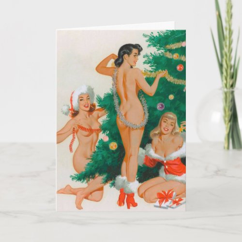 Santas helpers Vintage Pin up  Art  Postcard