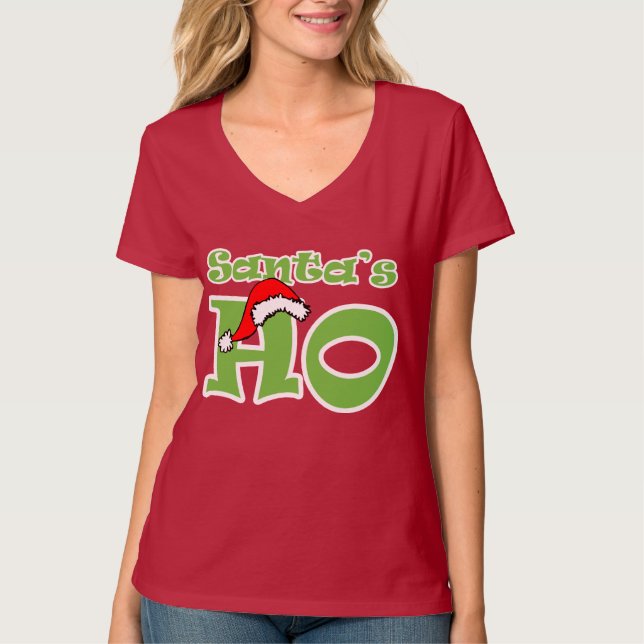 Santa's Ho: Funny Christmas T Shirt (Front)