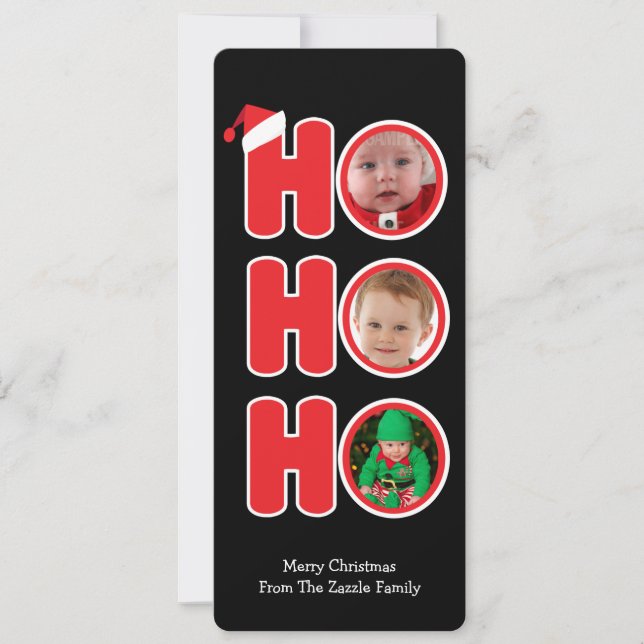 Santas Ho Ho Ho Christmas Personalized Photo Holiday Card (Front)