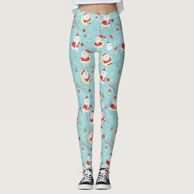 Santa's Holiday Love Pattern Leggings (Front)