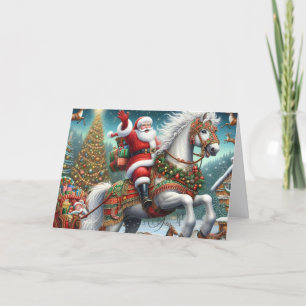 Santa's Horse Pulling Sleigh Holiday Card