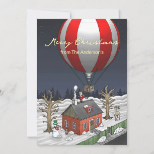 Santa's Hot Air Balloon Holiday Card