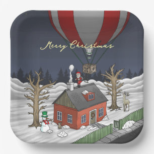 Santa's Hot Air Balloon Paper Plates
