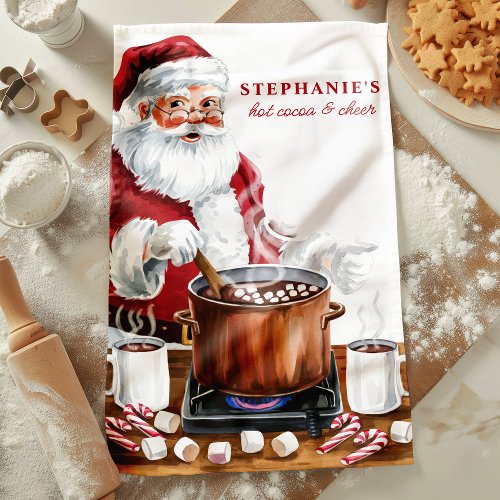 Santa'S Hot Cocoa &Amp;Amp; Cheer Personalized Christmas Kitchen Towel