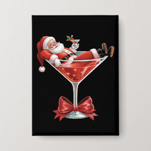 Santa's Hot Mess Christmas Martini Funny Santa  Button