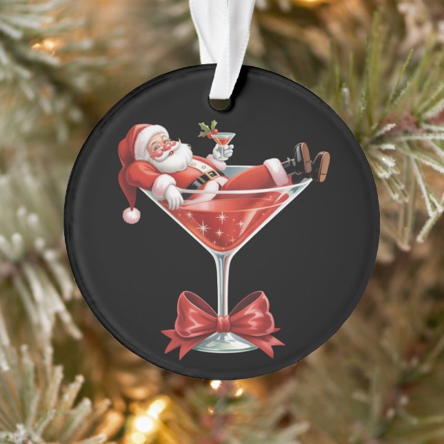 Santa's Hot Mess Christmas Martini Funny Santa  Ornament (Tree)