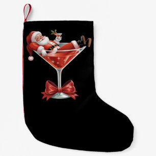 Santa's Hot Mess Christmas Martini Funny Santa Small Christmas Stocking