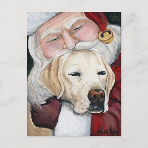 Santas Hug for Lab art postcard