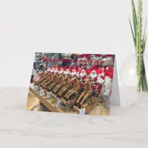 Santas in a Row Christmas Greetings Holiday Card