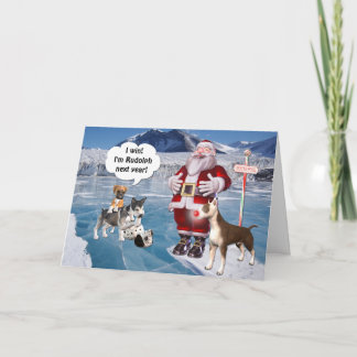 Santa's is a Bull Terrier Dog Holiday Card