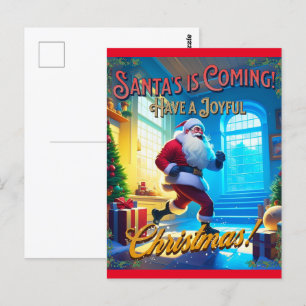 Santa's is Coming from the Chimney! Postcard