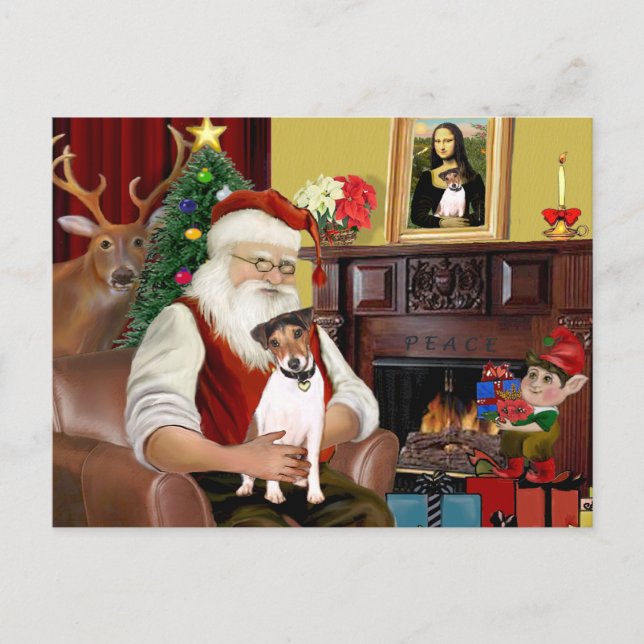 Santa's Jack Russell Terrier Holiday Postcard (Front)