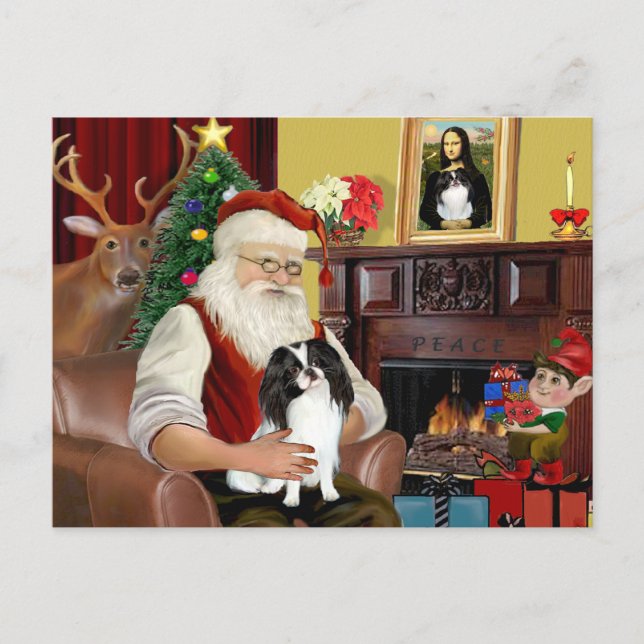 Santa's Japanese Chin Holiday Postcard (Front)