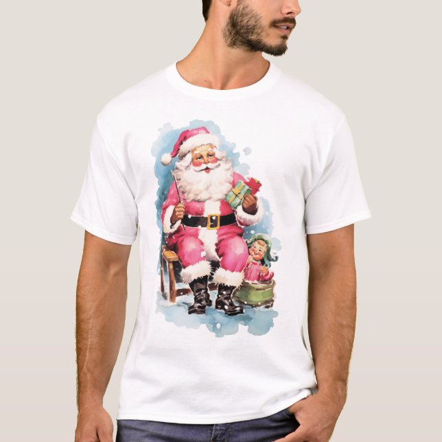  Santa's jolly face, white beard, and iconic red h T-Shirt (Front)