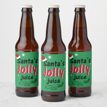 Santa's Jolly Juice Christmas Cheer Beer Bottle Beer Bottle Label by decor_de_vous at Zazzle