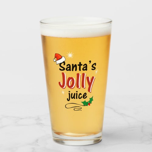 Santas Jolly Juice Christmas Cheer Beer Glass