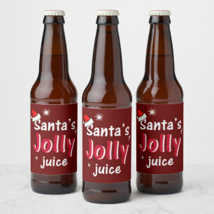 Santa's Jolly Juice Christmas Cheer Wine Bottle Beer Bottle Label