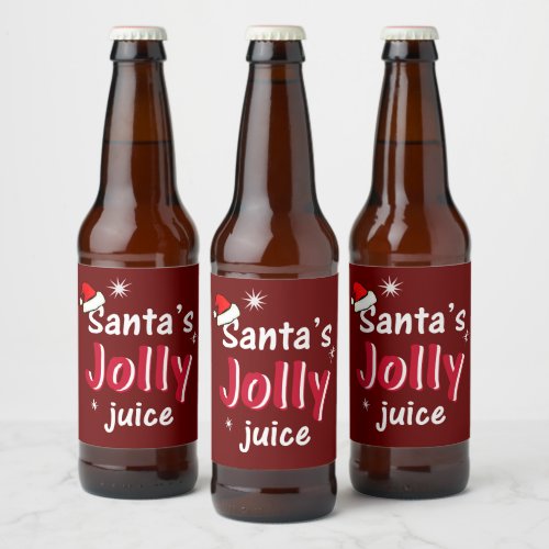 Santas Jolly Juice Christmas Cheer Wine Bottle Beer Bottle Label