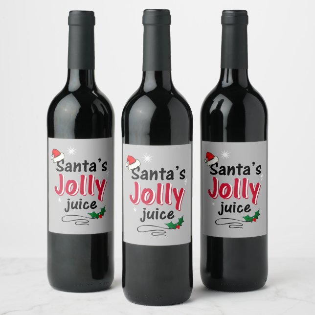 Santa's Jolly Juice Christmas Cheer Wine Bottle Wine Label (Bottles)