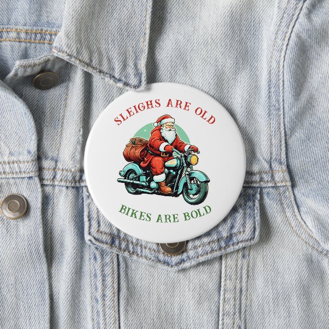 Santas Joyride Motorcycle Christmas Button (In Situ)