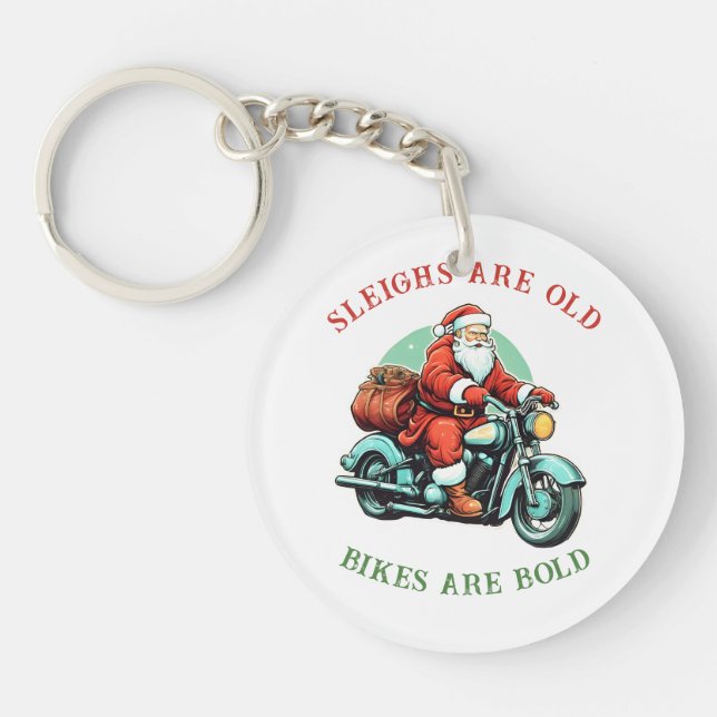 Santas Joyride Motorcycle Christmas Keychain (Front)