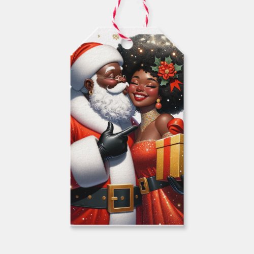 Santas Kiss _ Black People Christmas Gift Tags