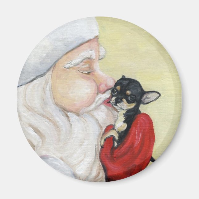 "Santa's Kiss for Chihuahua" Magnet (Front)